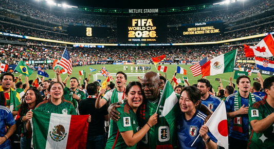 Aficionados celebran el anuncio del Mundial 2026 en un estadio lleno de emoción global.