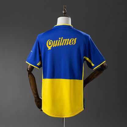 Camiseta Boca Juniors 2001 azul y amarilla, modelo histórico asociado a Riquelme Román 10.